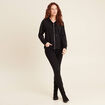 Gilet manches longues capuche noir femme