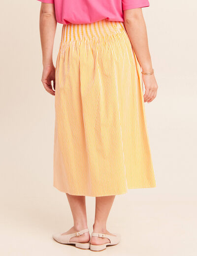 Jupe longue pliss&eacute;e orange femme