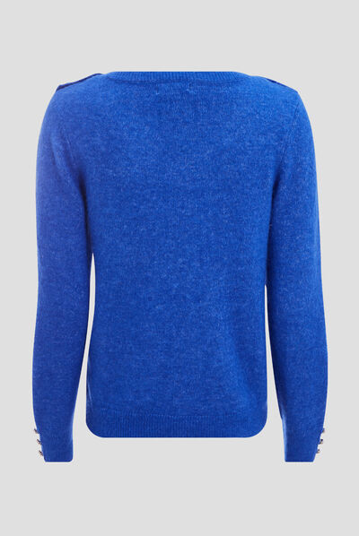 Pull manches longues bleu electrique femme