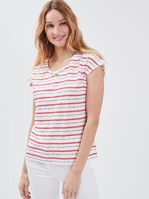 T shirt manches courtes ecru femme