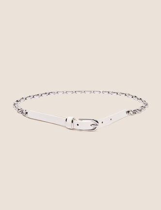 Ceinture fine détail chaîne ecru femme