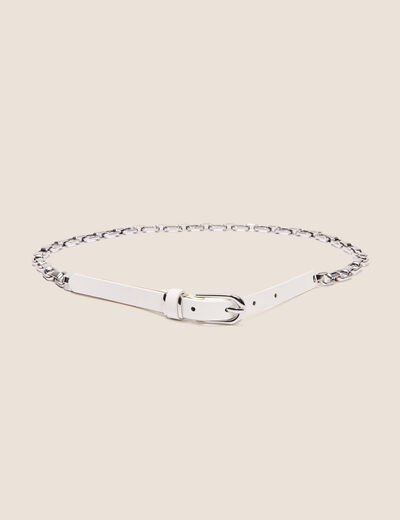 Ceinture fine détail chaîne ecru femme