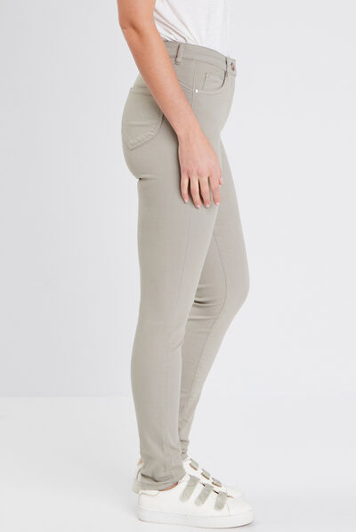 Pantalon léger taille haute long vert clair femme