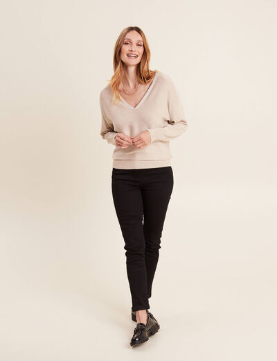 Pull manches longues couleur or femme