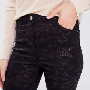 Pantalon ajusté denim noir femme