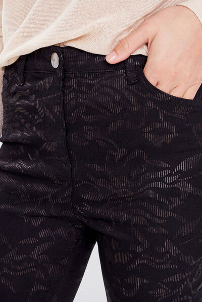 Pantalon ajusté denim noir femme
