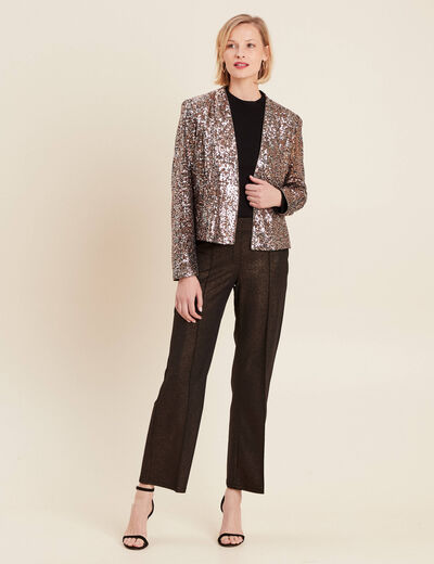Veste col châle avec sequins couleur cuivre femme