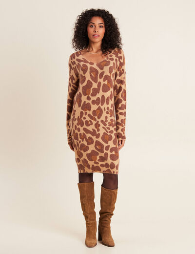 Robe Pull Marron Femme - Taille M, Matière Laine, Coupe Régulière - Occasion Très Bon état