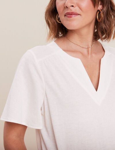 T-shirt manches courtes ecru femme