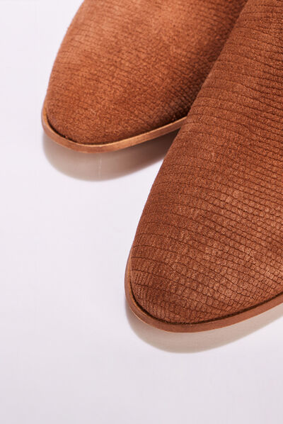 Bottines à talons en cuir camel femme