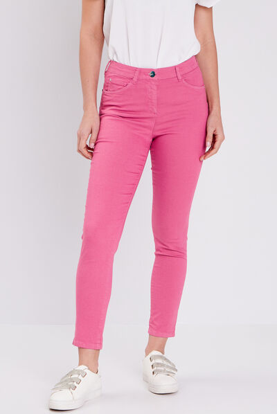 Pantalon léger taille standard 7/8ème rose fushia femme