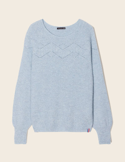 Pull confectionné en France bleu canard femme