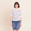 Pull col rond manches courtes bleu femme