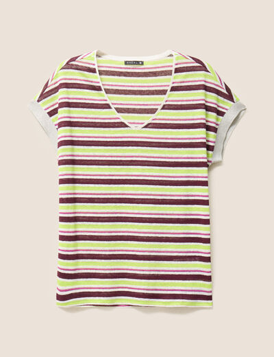 T-shirt manches courtes prune femme