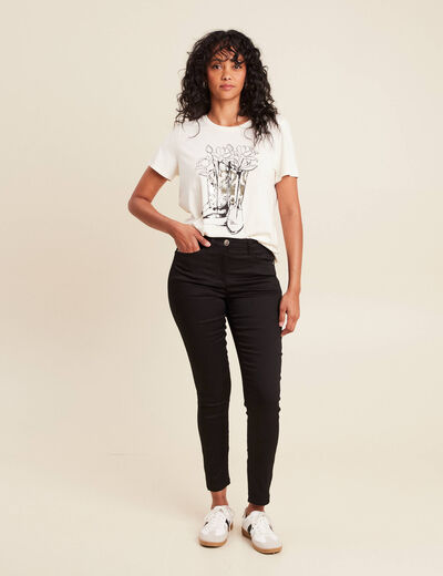 T-shirt cintré court manches courtes ecru femme