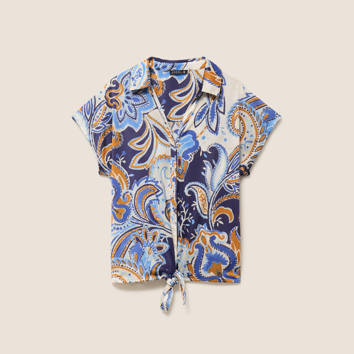 T-shirt nou&eacute; bleu femme
