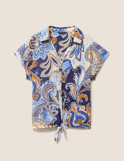 T-shirt nou&eacute; bleu femme