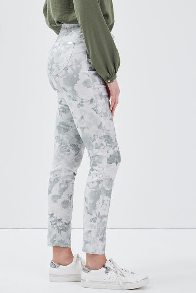 Pantalon léger imprimé magique vert clair femme