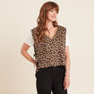 Pull 2 en 1 manches courtes marron femme