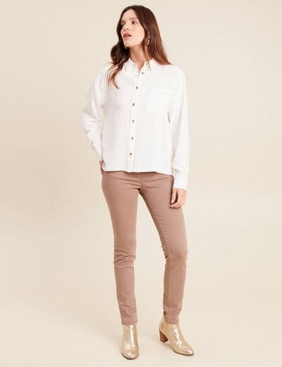 Chemise fluide manches longues ecru femme