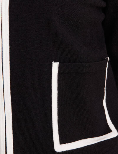Gilet manches longues capuche noir femme