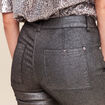 Pantalon enduit coupe large couleur argent femme