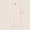 T-shirt manches courtes col en V gris clair femme