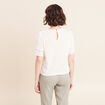 T-shirt col rond &agrave; dentelle ecru femme