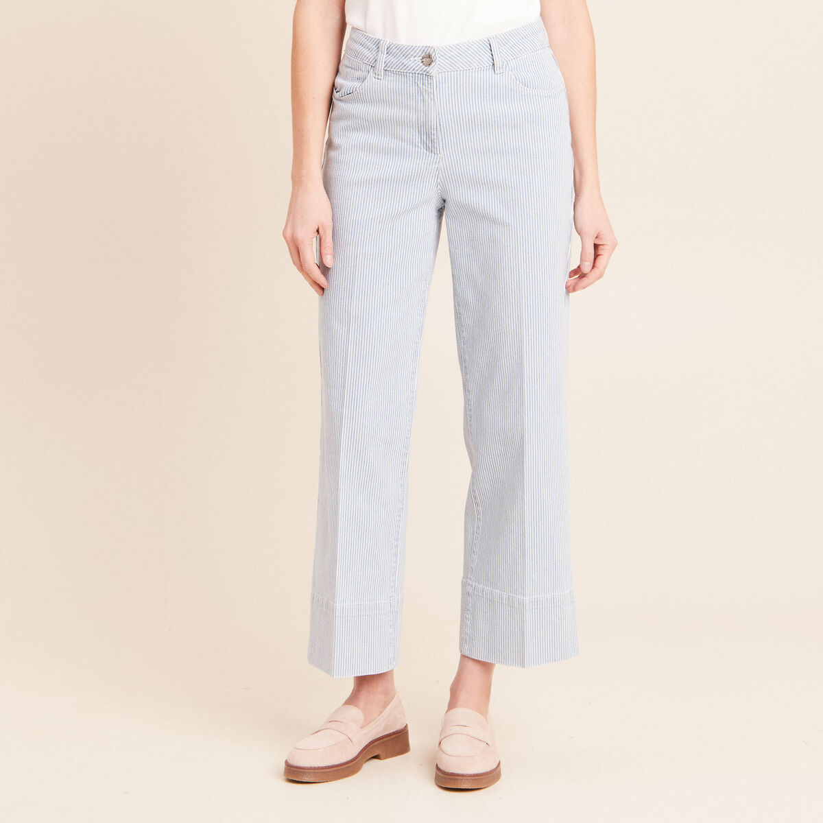 Jean coupe large 7/8&egrave;me bleu femme