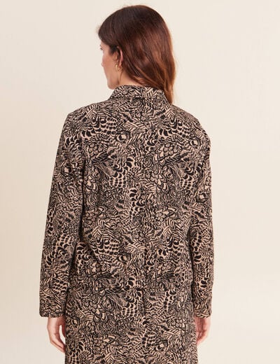 Veste droite doubl&eacute;e beige femme