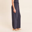 Pantalon large taille haute bleu fonc&eacute; femme
