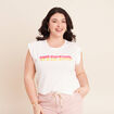 T-shirt col rond sans manches ecru femme