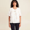 Blouse crêpe manches courtes beige femme