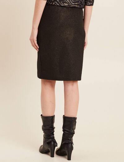 Jupe droite irisée noir femme