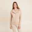 Gilet droit mi-long &agrave; capuche creme femme