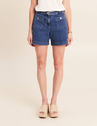 Short en jean taille haute denim stone femme