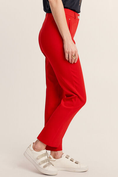 Pantalon flou à pinces rouge femme