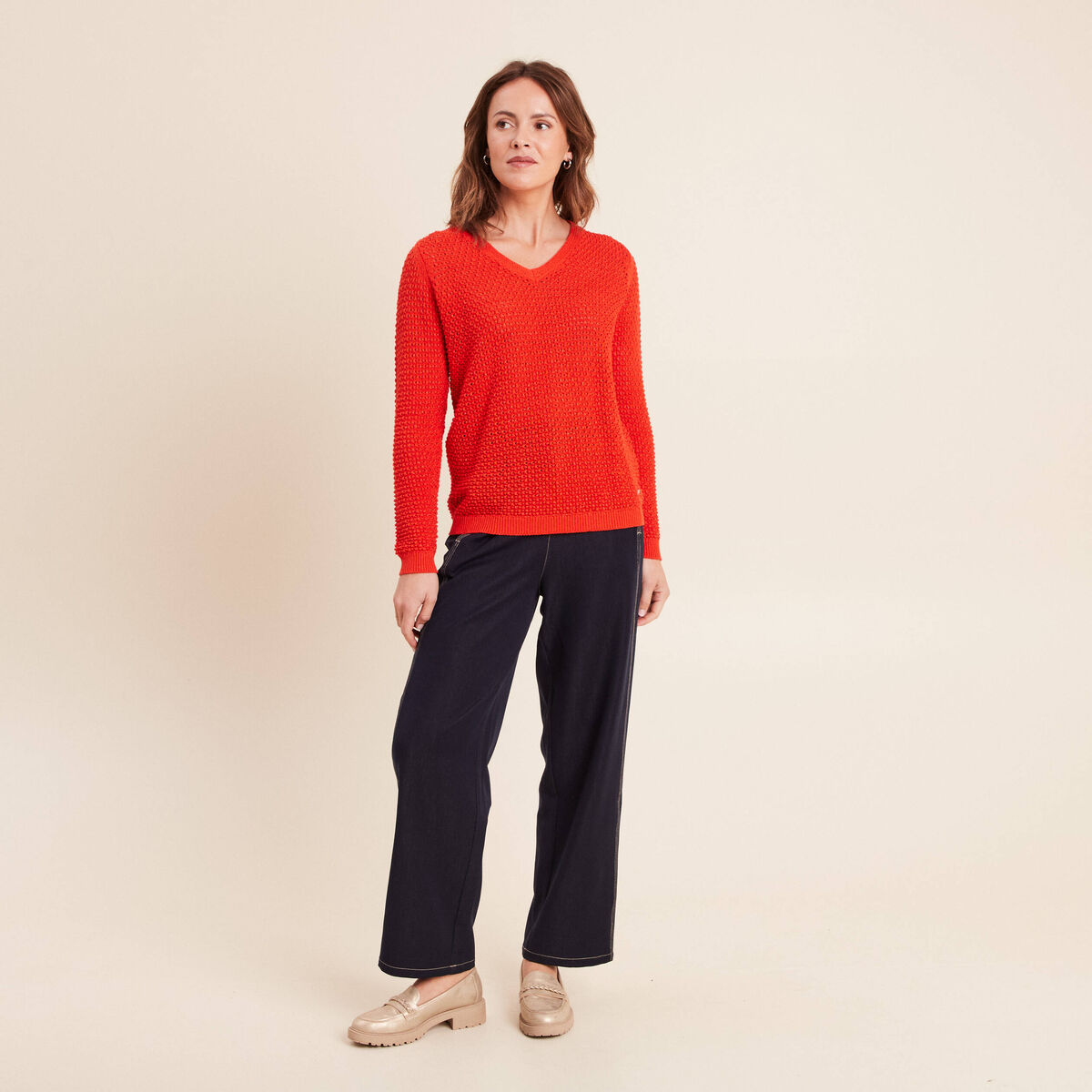 Pantalon coupe barrel denim brut femme
