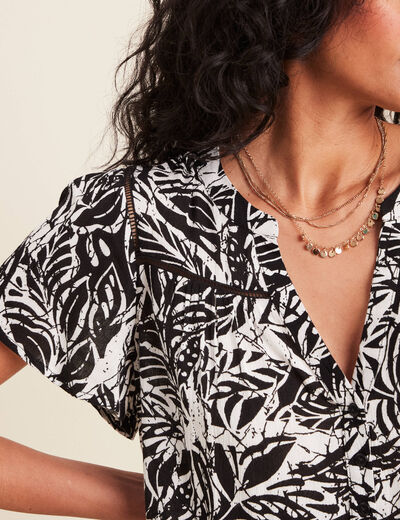 Blouse manches courtes noir femme