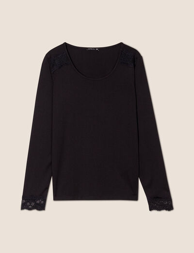 T-shirt thermo-douceur manches longues noir femme