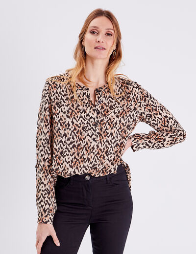 Blouse manches longues beige femme