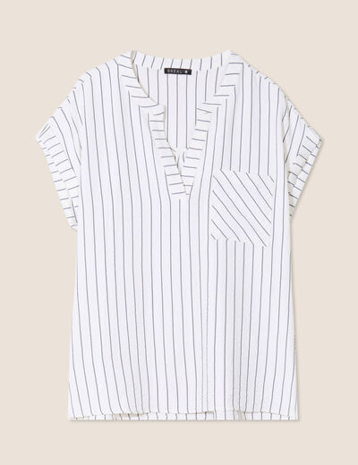Blouse fluide manches courtes gris foncé femme