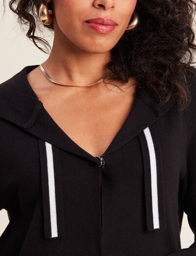 Gilet long à capuche noir femme
