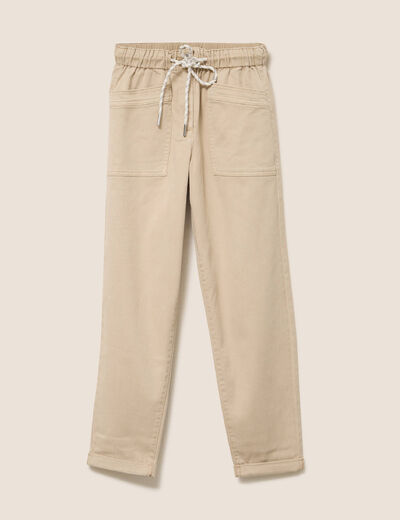 Jean coupe mom 7/8&egrave;me denim beige femme