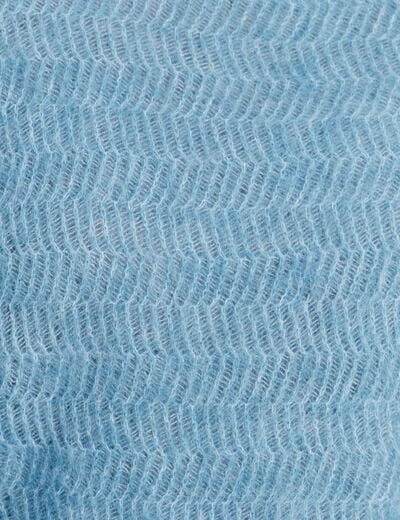 Pull droit col rond manches longues bleu p&eacute;trole femme