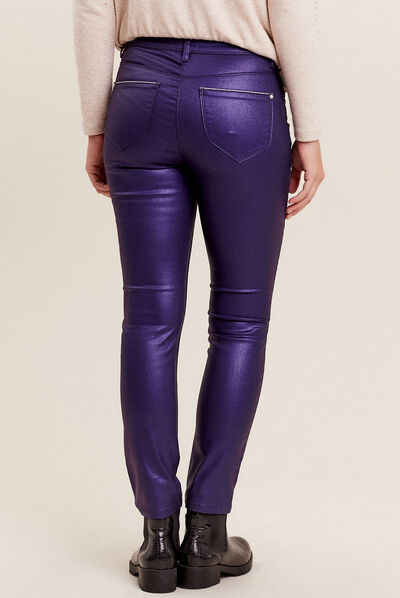 Pantalon ajusté aspect irisé violet foncé femme