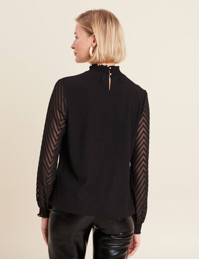 Blouse manches longues noir femme