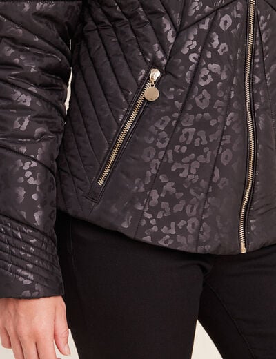 Doudoune d&eacute;perlante droite zipp&eacute;e noir femme
