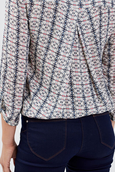 Blouse manches 3/4 ecru femme
