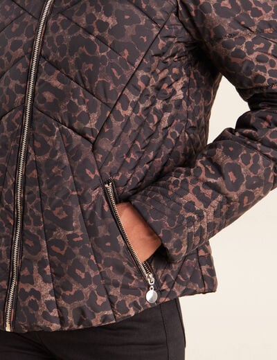 Doudoune d&eacute;perlante droite zipp&eacute;e marron femme